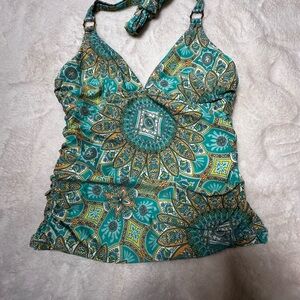 Helen Jon Green Ruched Tie back bikini Top